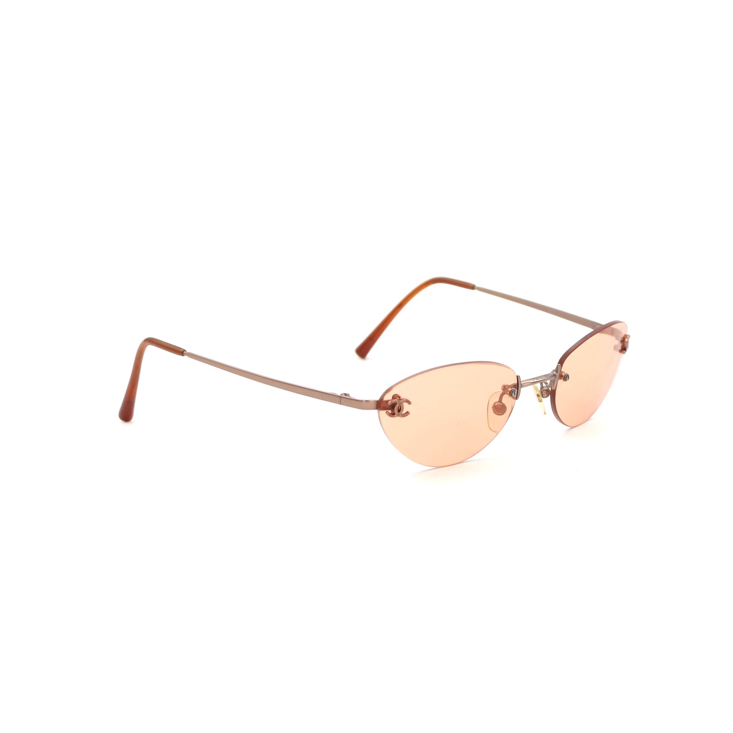 CHANEL Apricot Rimless Cat-Eye CC Logo Sunglasses [Used]