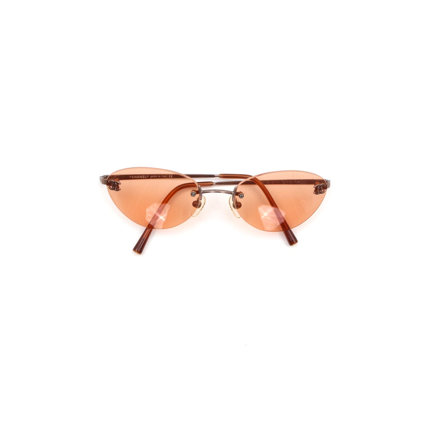 CHANEL Apricot Rimless Cat-Eye CC Logo Sunglasses [Used]