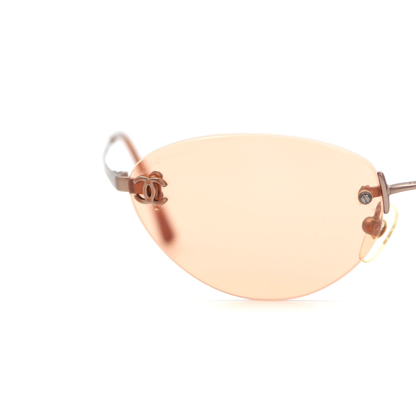 CHANEL Apricot Rimless Cat-Eye CC Logo Sunglasses [Used]