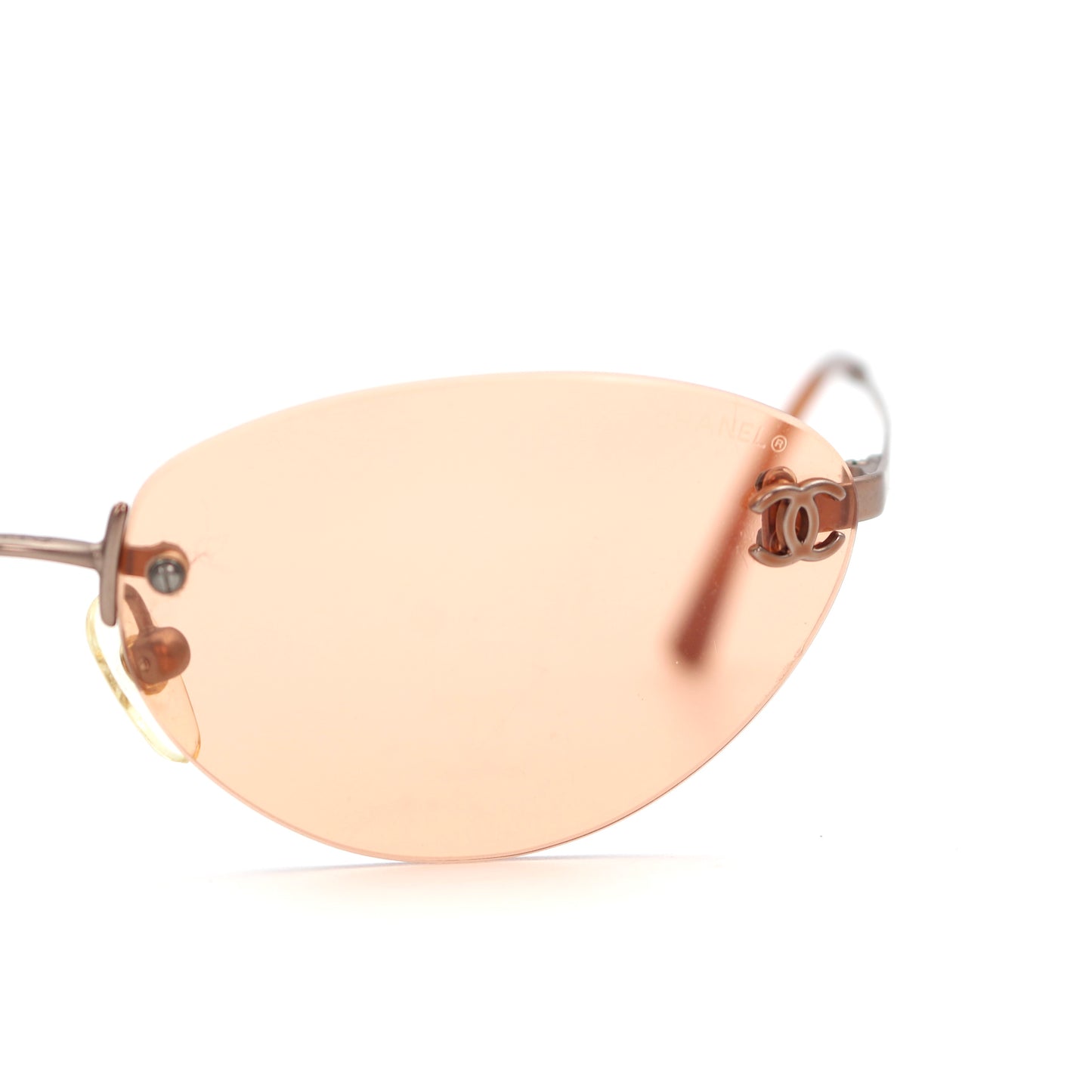 CHANEL Apricot Rimless Cat-Eye CC Logo Sunglasses [Used]
