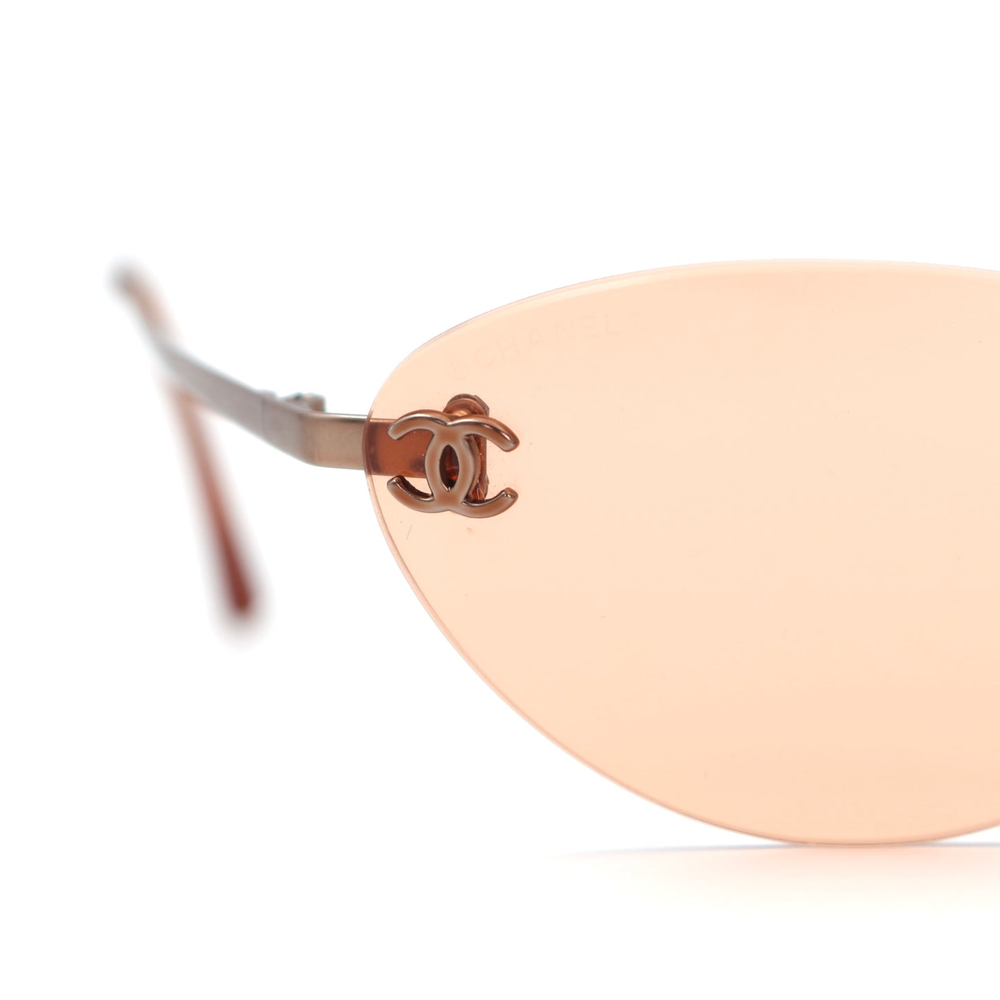 CHANEL Apricot Rimless Cat-Eye CC Logo Sunglasses [Used]