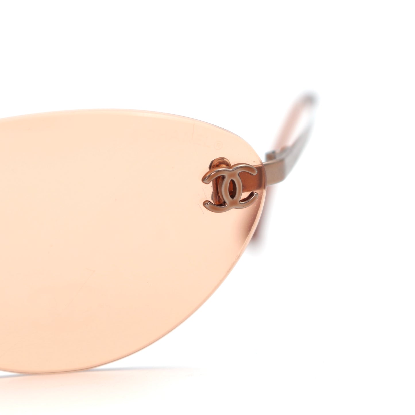 CHANEL Apricot Rimless Cat-Eye CC Logo Sunglasses [Used]
