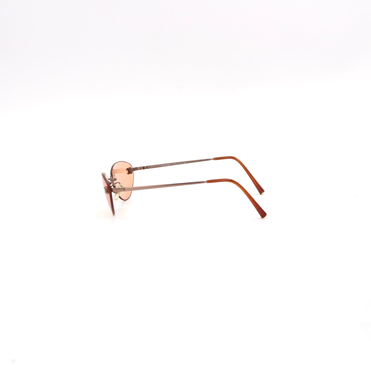 CHANEL Apricot Rimless Cat-Eye CC Logo Sunglasses [Used]