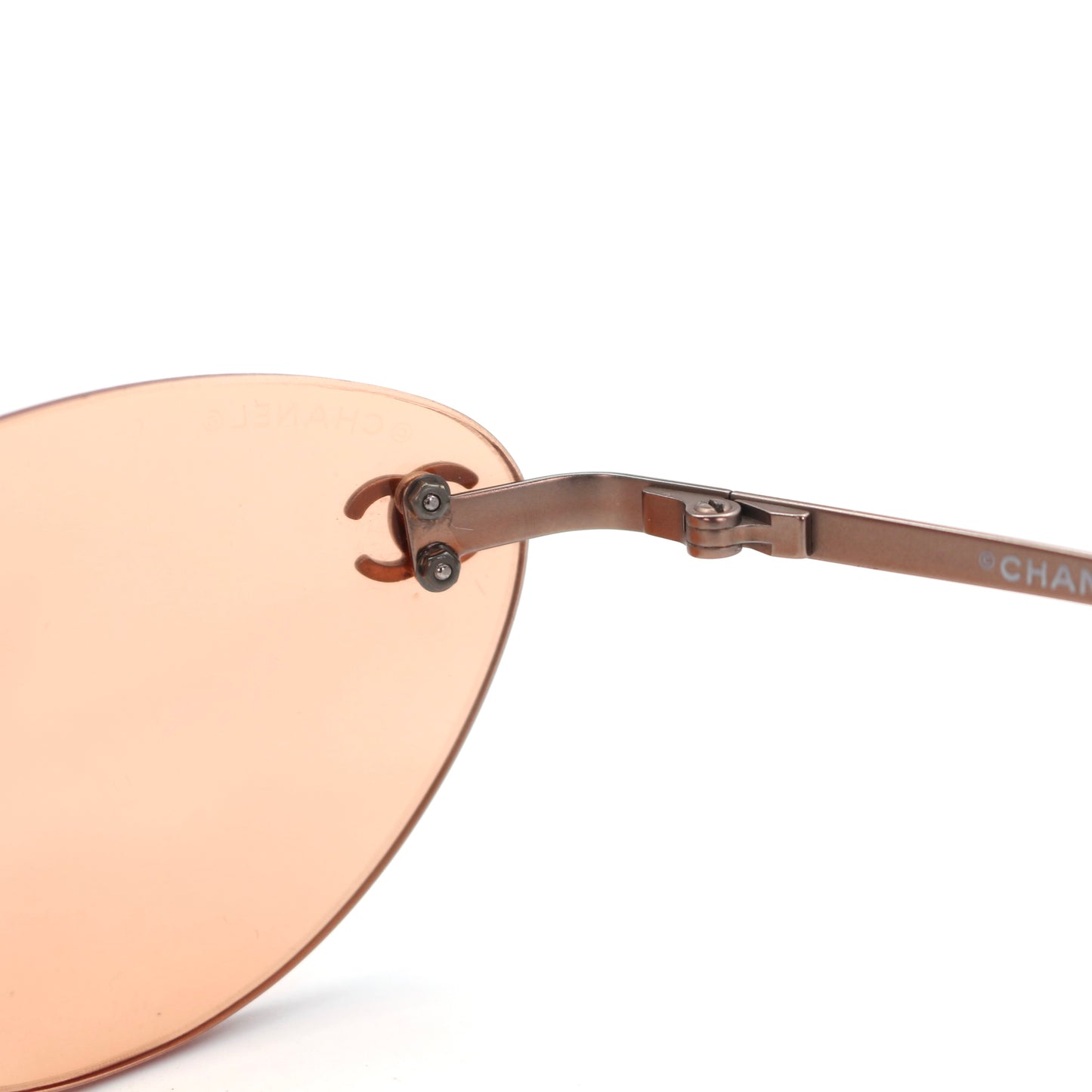 CHANEL Apricot Rimless Cat-Eye CC Logo Sunglasses [Used]