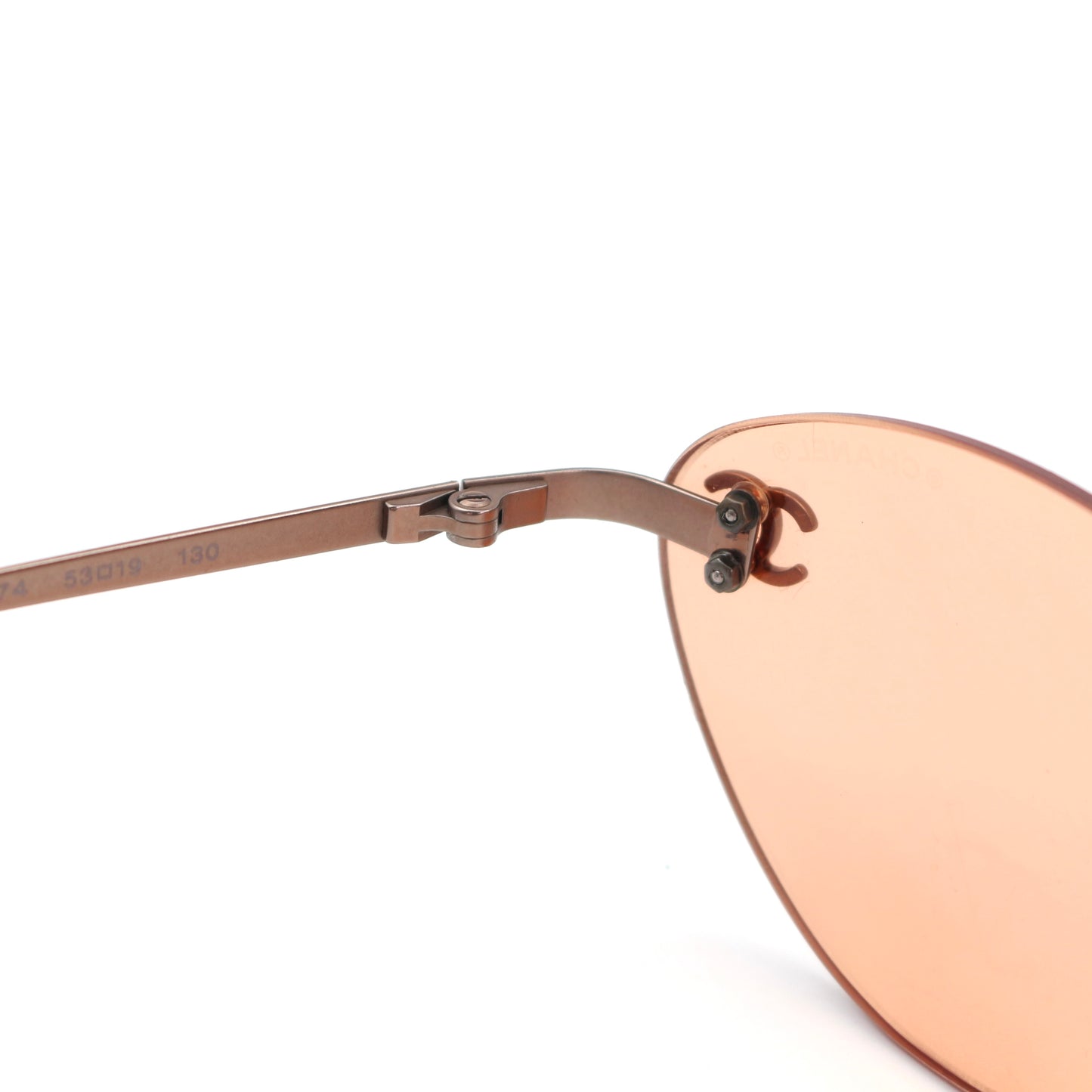 CHANEL Apricot Rimless Cat-Eye CC Logo Sunglasses [Used]