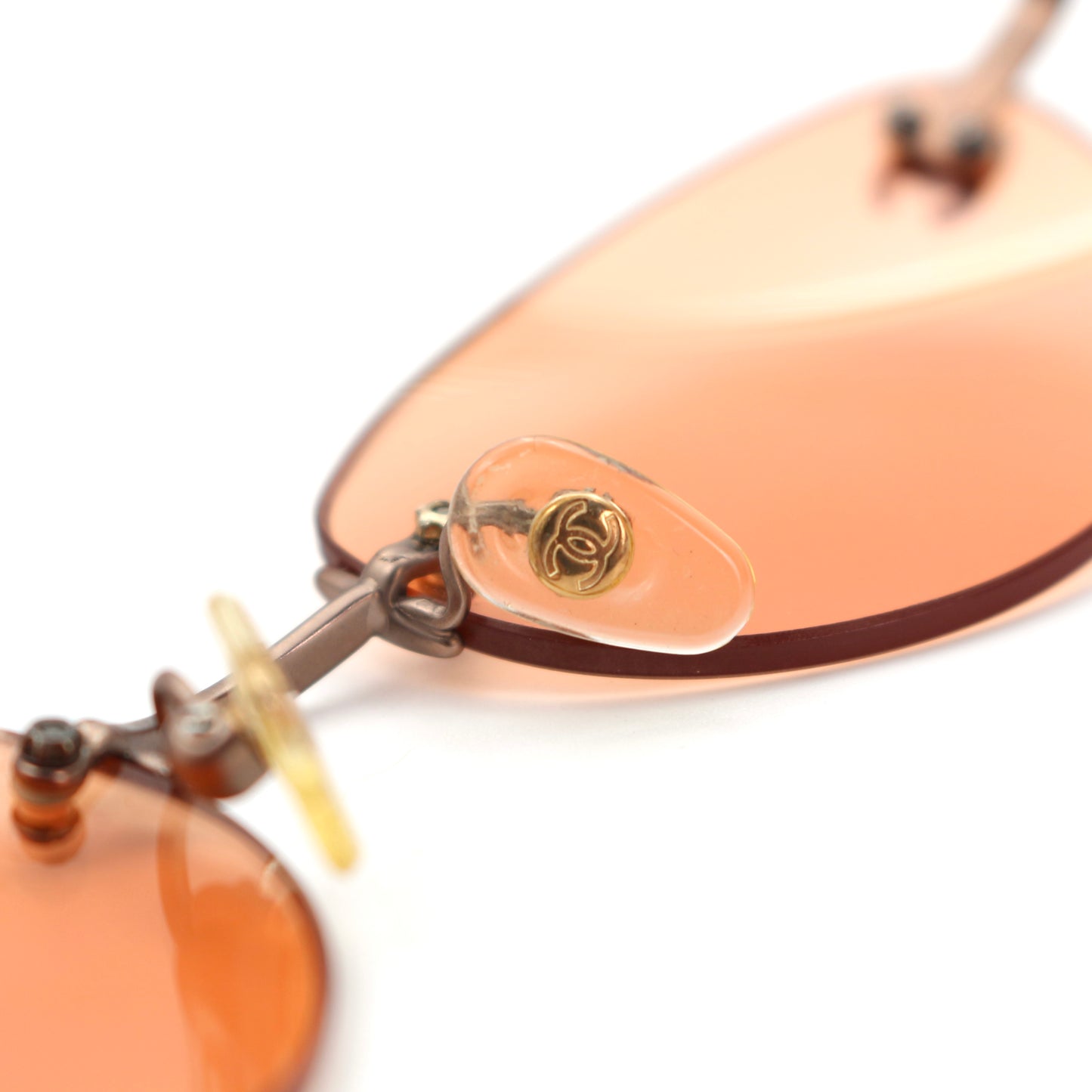 CHANEL Apricot Rimless Cat-Eye CC Logo Sunglasses [Used]