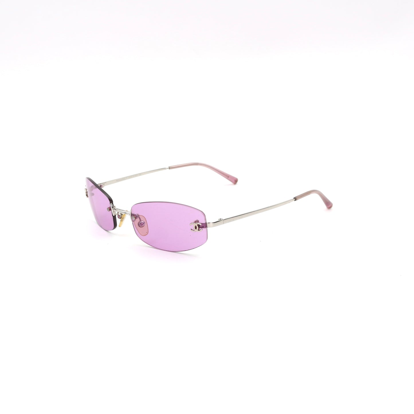 CHANEL Orchid Purple CC Logo Rimless Sunglasses [Used]