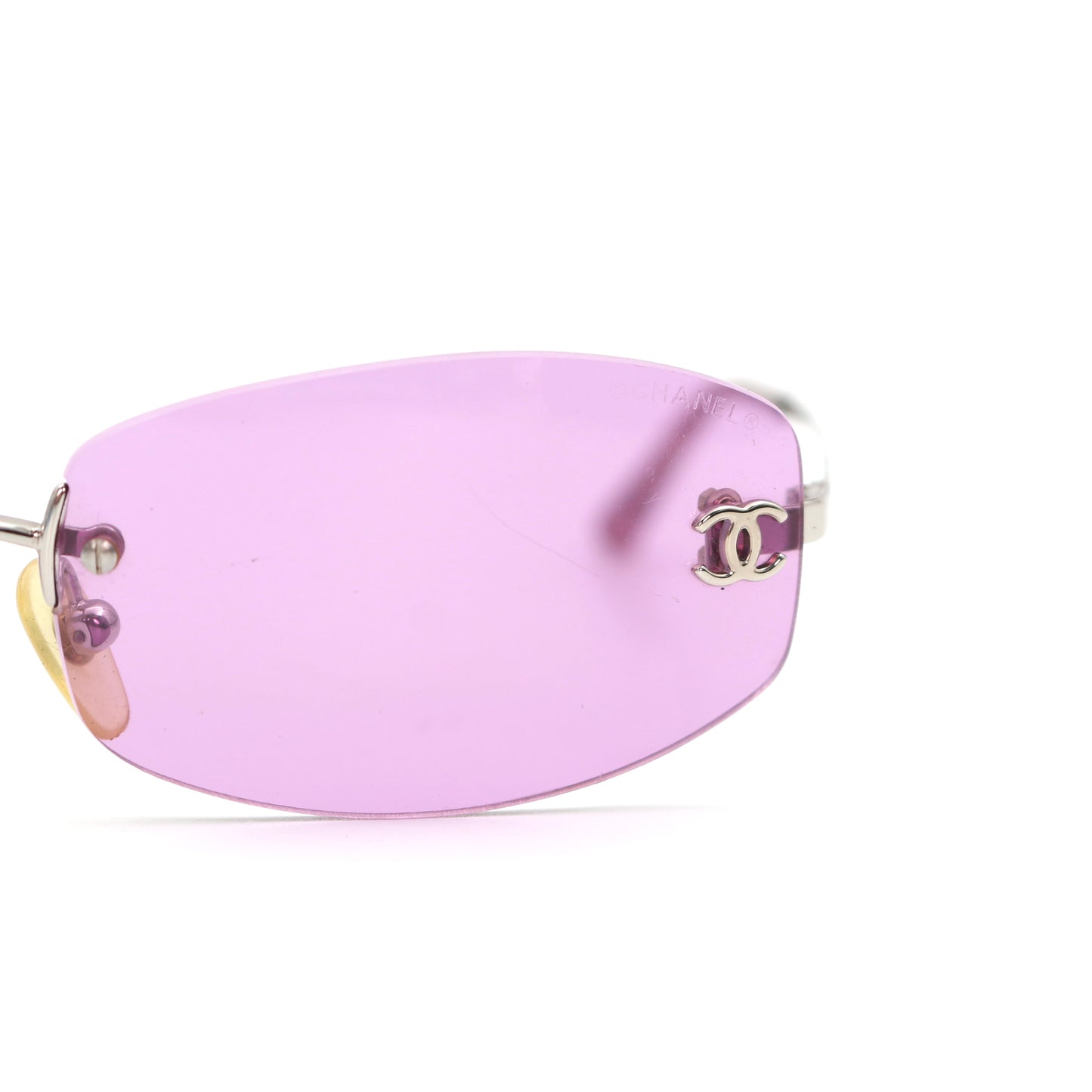 CHANEL Orchid Purple CC Logo Rimless Sunglasses [Used]