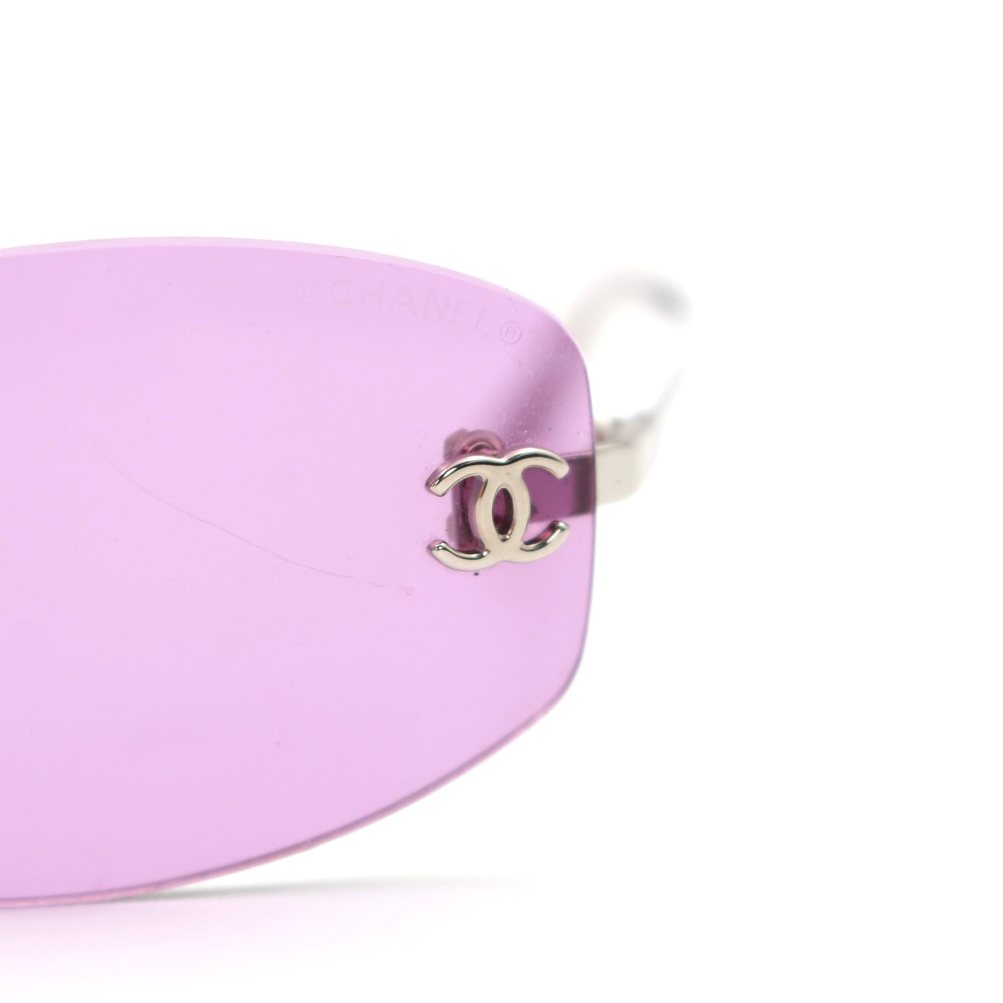 CHANEL Orchid Purple CC Logo Rimless Sunglasses [Used]