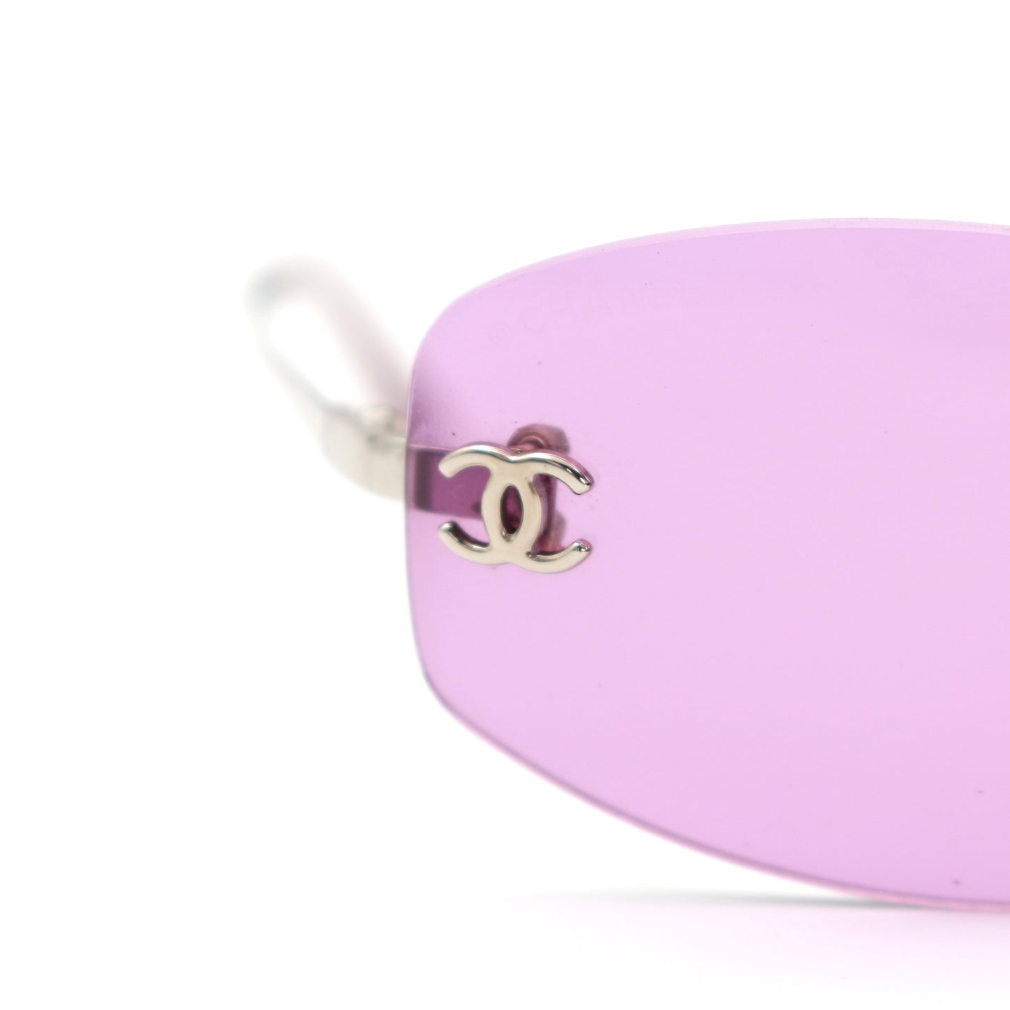 CHANEL Orchid Purple CC Logo Rimless Sunglasses [Used]