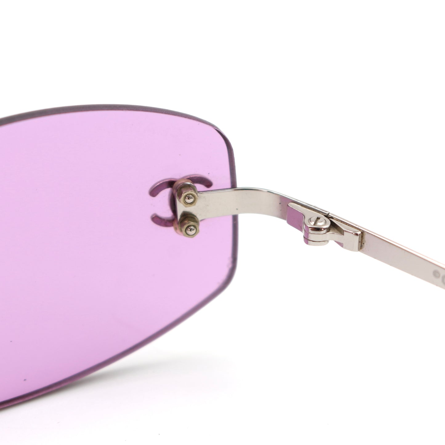 CHANEL Orchid Purple CC Logo Rimless Sunglasses [Used]