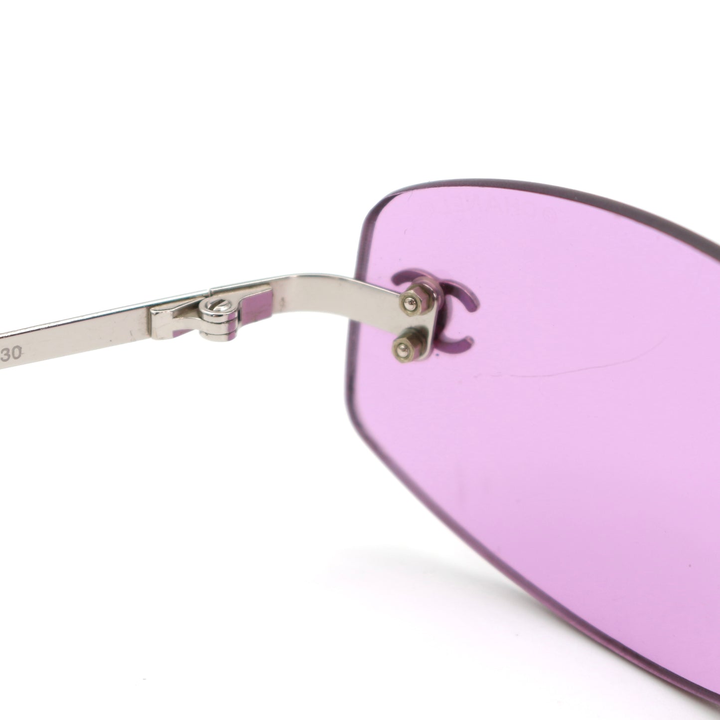 CHANEL Orchid Purple CC Logo Rimless Sunglasses [Used]