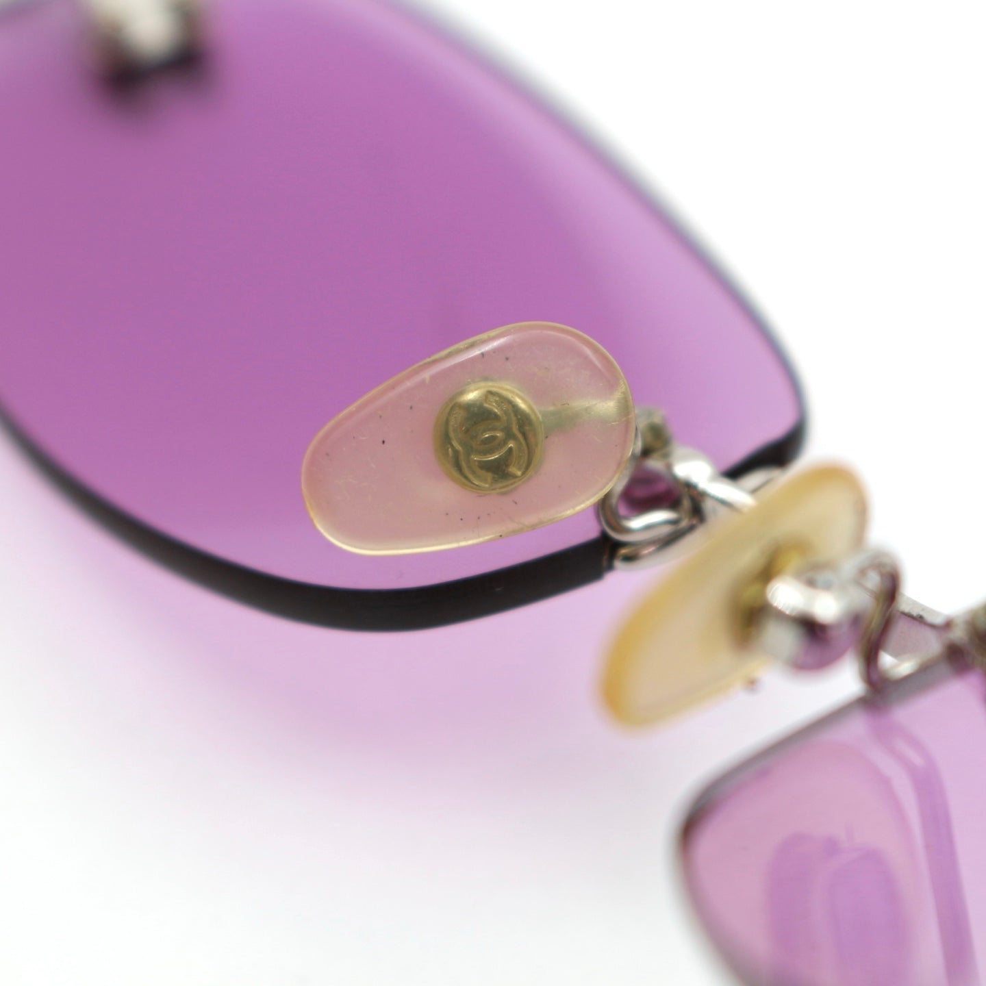 CHANEL Orchid Purple CC Logo Rimless Sunglasses [Used]