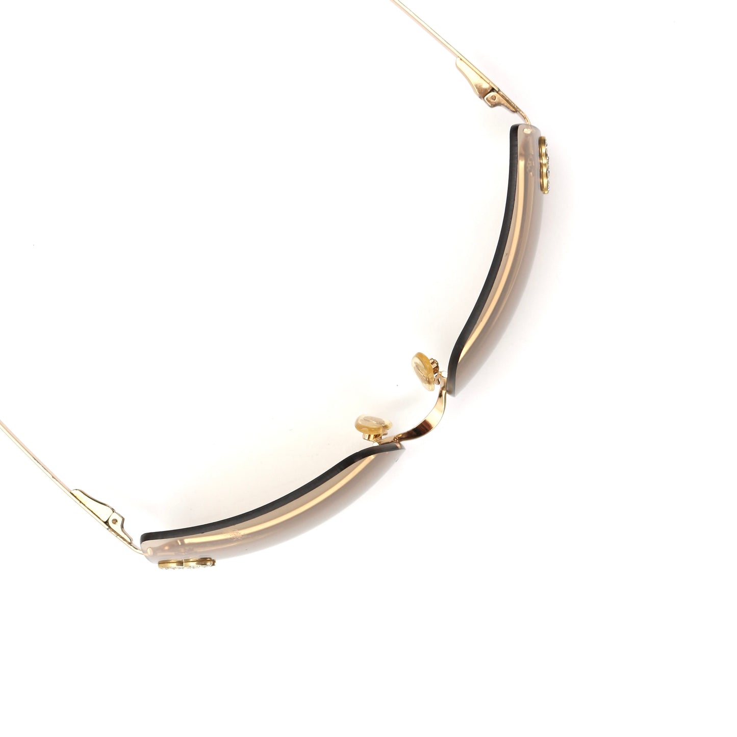 CHANEL Dark Brown Crystal CC Logo Rimless Sunglasses [Used]