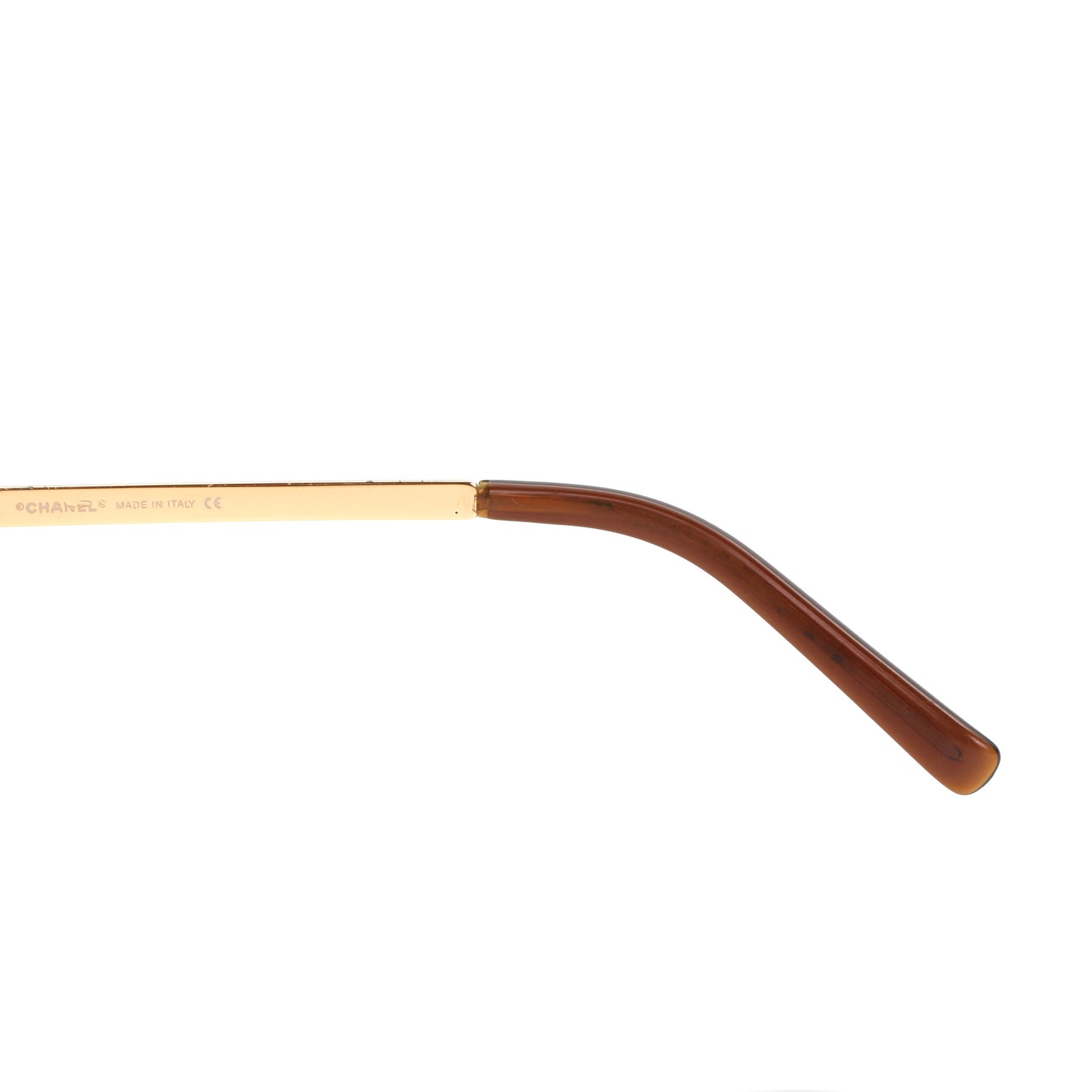 CHANEL Dark Brown Crystal CC Logo Rimless Sunglasses [Used]