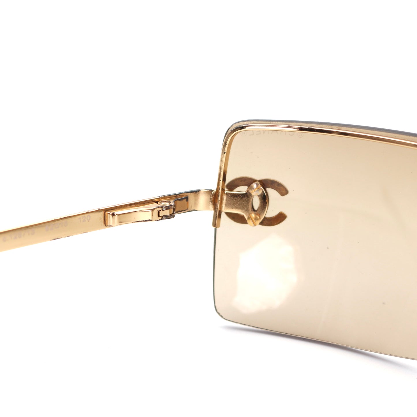 CHANEL Dark Brown Crystal CC Logo Rimless Sunglasses [Used]