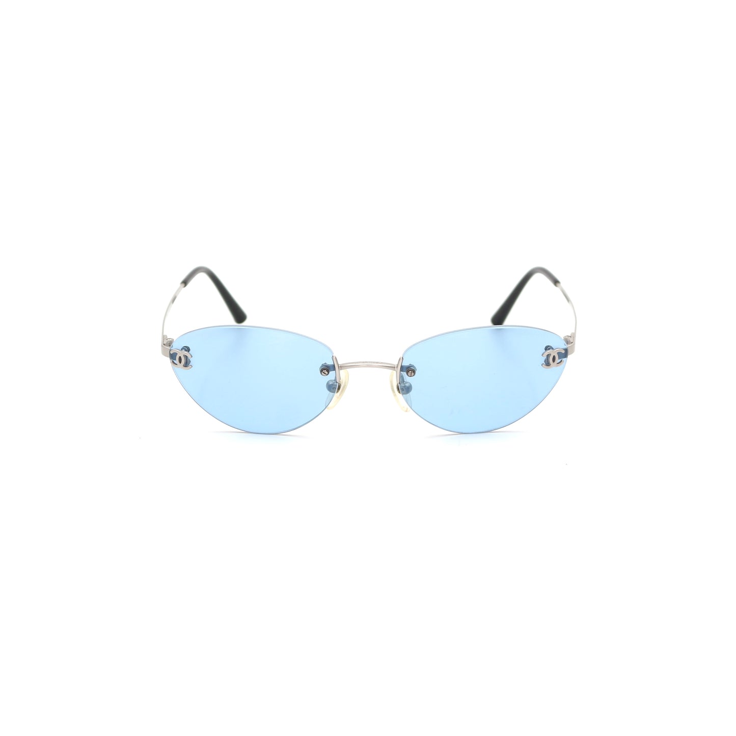 CHANEL Ice Blue CC Logo Rimless Cat-Eye Sunglasses [Used]