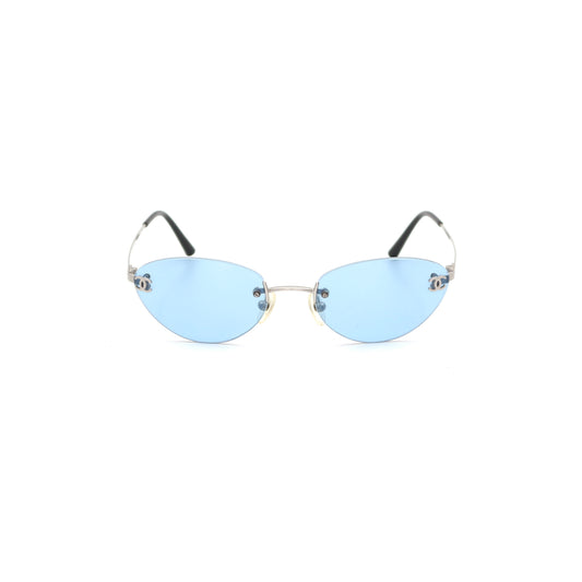 CHANEL Ice Blue CC Logo Rimless Cat-Eye Sunglasses [Used]