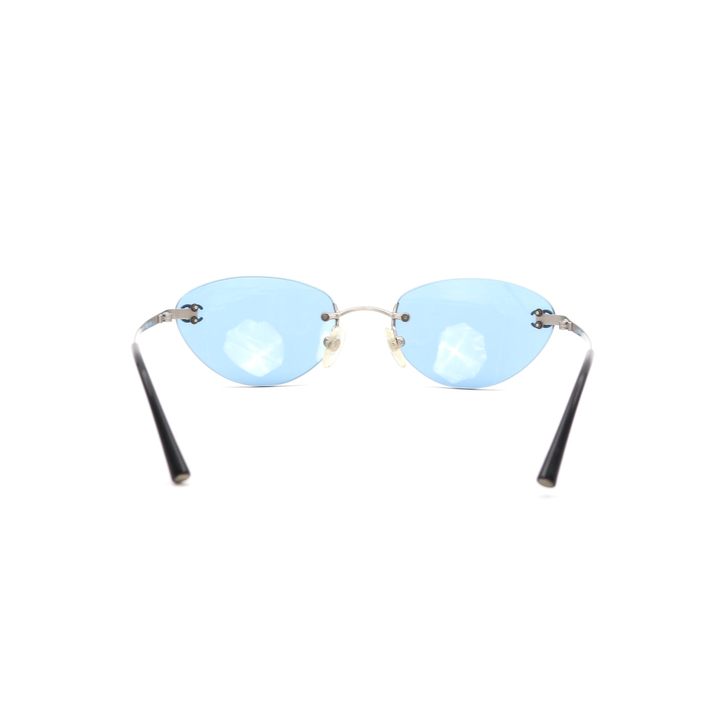CHANEL Ice Blue CC Logo Rimless Cat-Eye Sunglasses [Used]