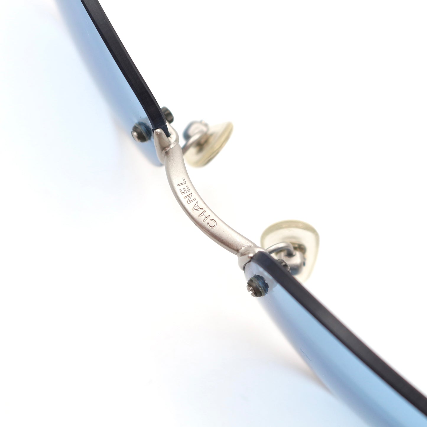 CHANEL Ice Blue CC Logo Rimless Cat-Eye Sunglasses [Used]