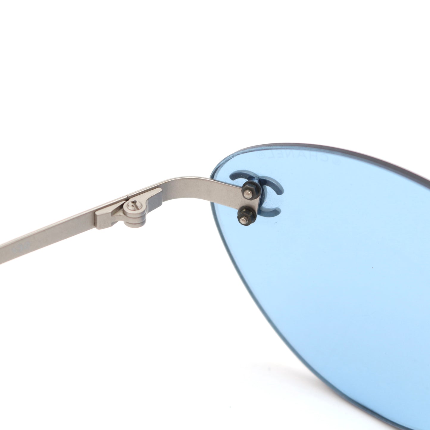 CHANEL Ice Blue CC Logo Rimless Cat-Eye Sunglasses [Used]