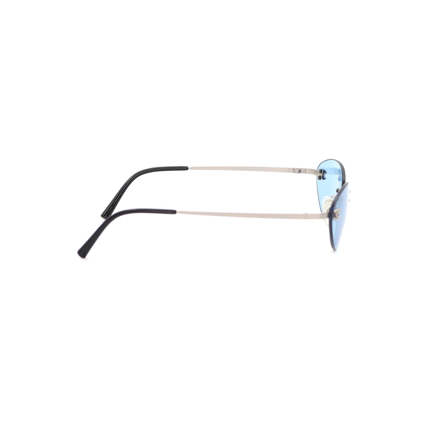 CHANEL Ice Blue CC Logo Rimless Cat-Eye Sunglasses [Used]