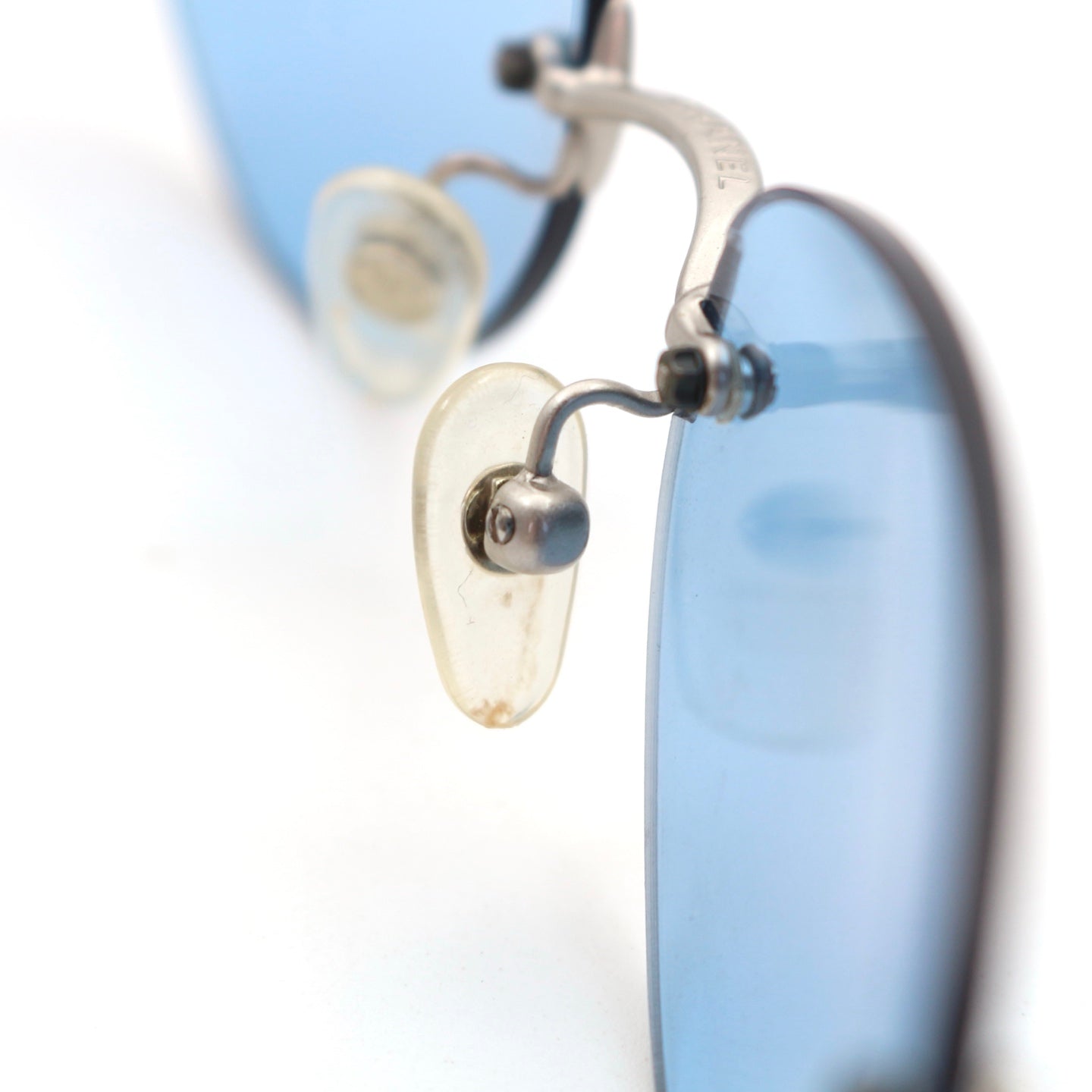 CHANEL Ice Blue CC Logo Rimless Cat-Eye Sunglasses [Used]