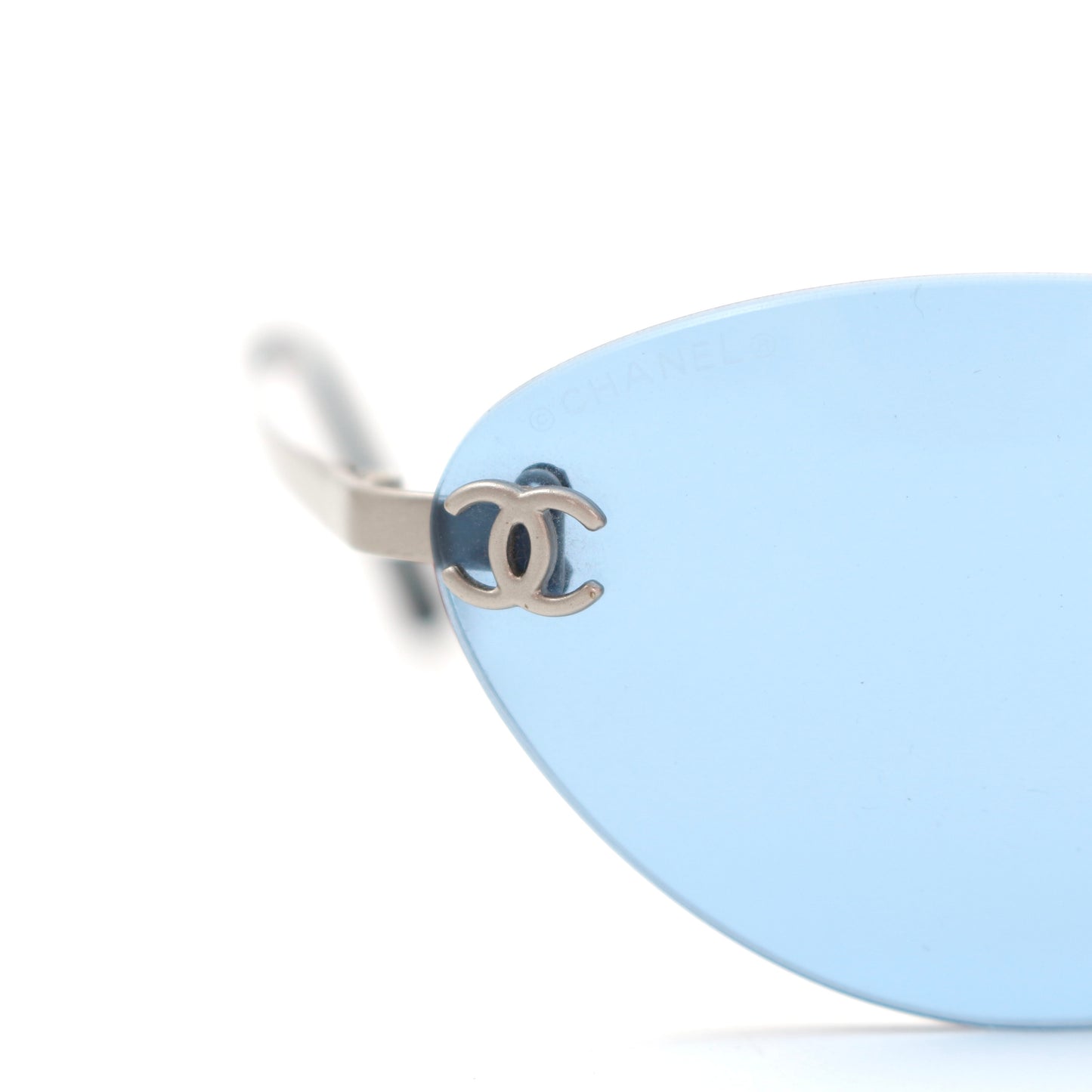CHANEL Ice Blue CC Logo Rimless Cat-Eye Sunglasses [Used]