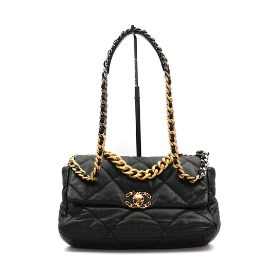 CHANEL Black Lambskin Large Chanel 19 Flap Bag [Used]