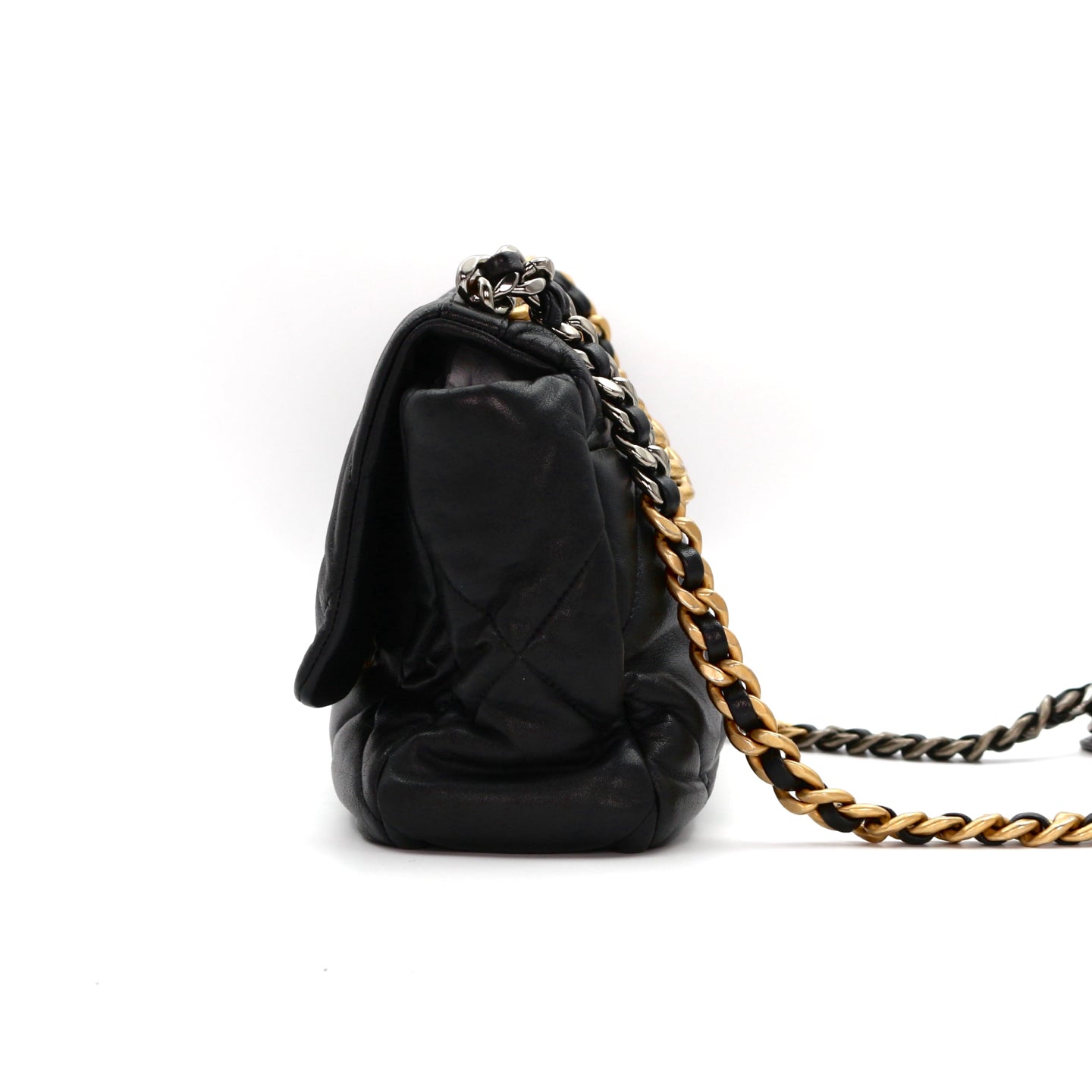 CHANEL Black Lambskin Large Chanel 19 Flap Bag [Used]