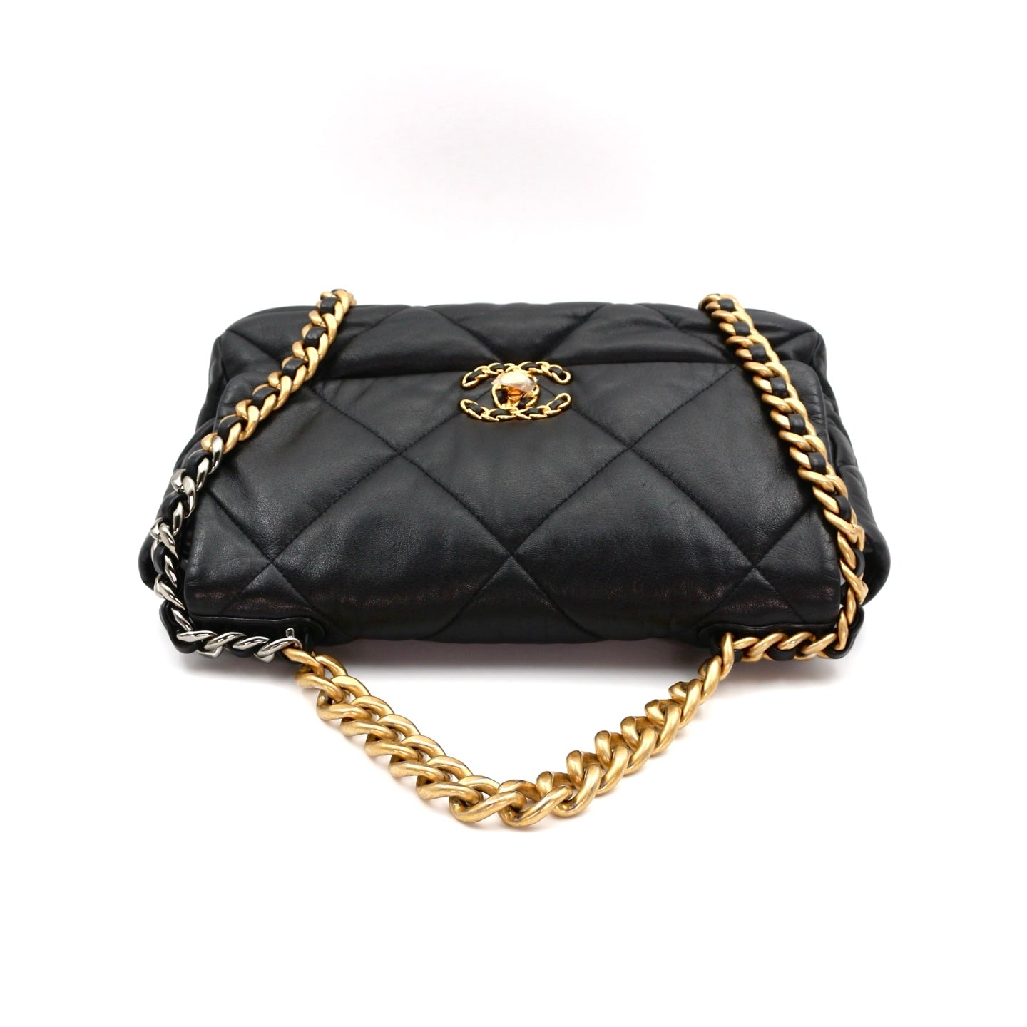 CHANEL Black Lambskin Large Chanel 19 Flap Bag [Used]