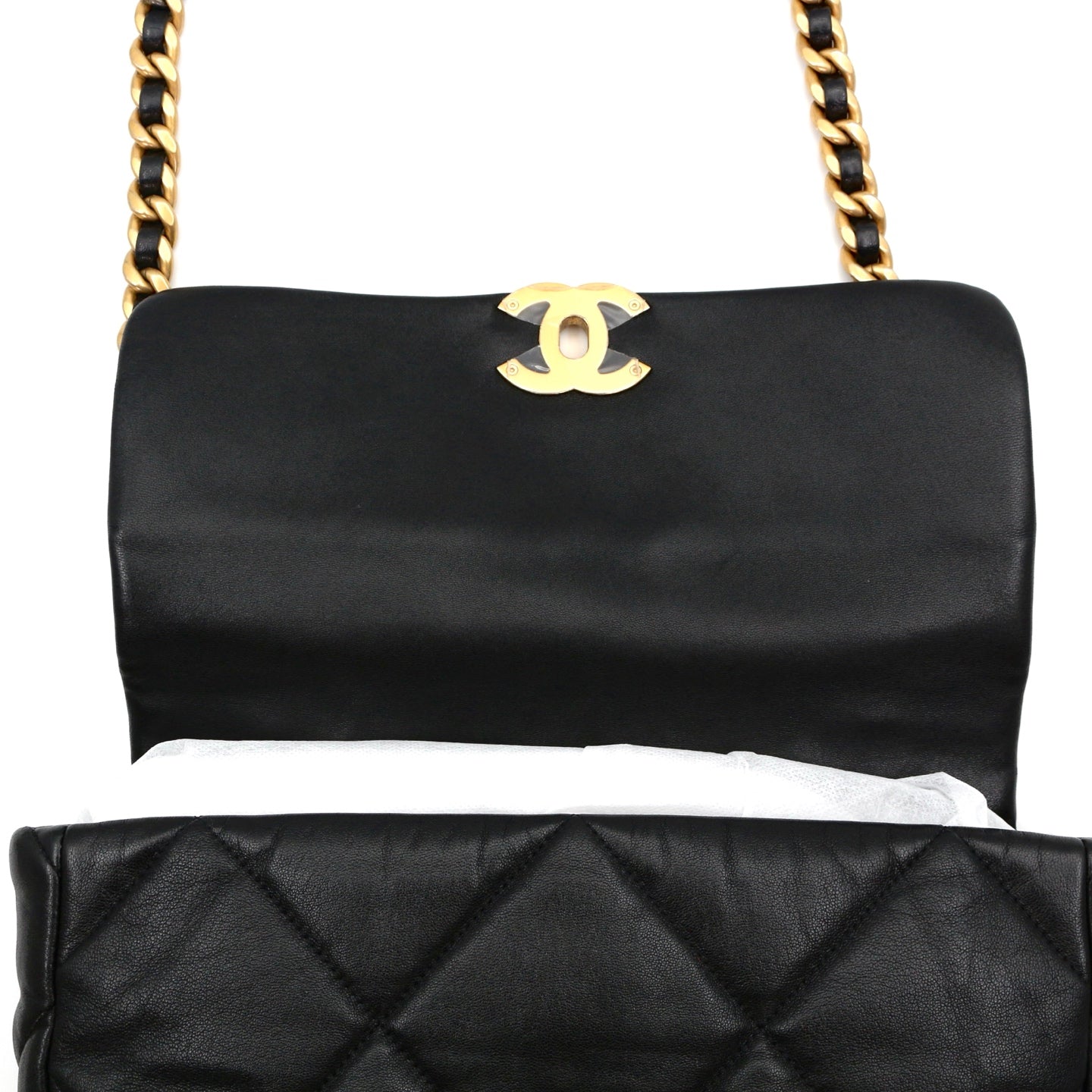 CHANEL Black Lambskin Large Chanel 19 Flap Bag [Used]