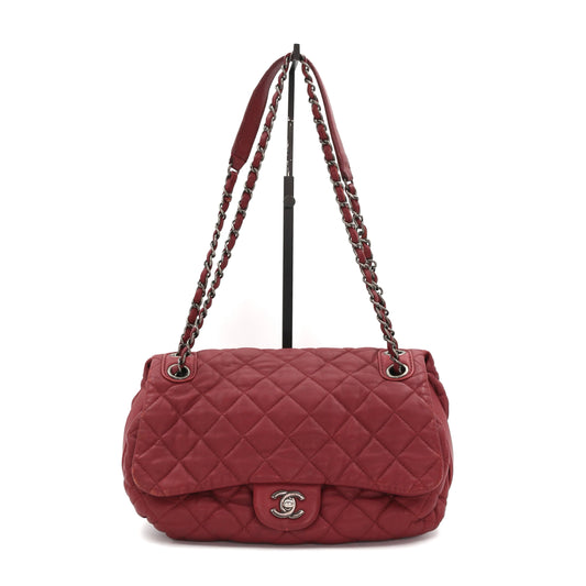 CHANEL Burgundy Lambskin Quilted Chain Flap Bag [Used]