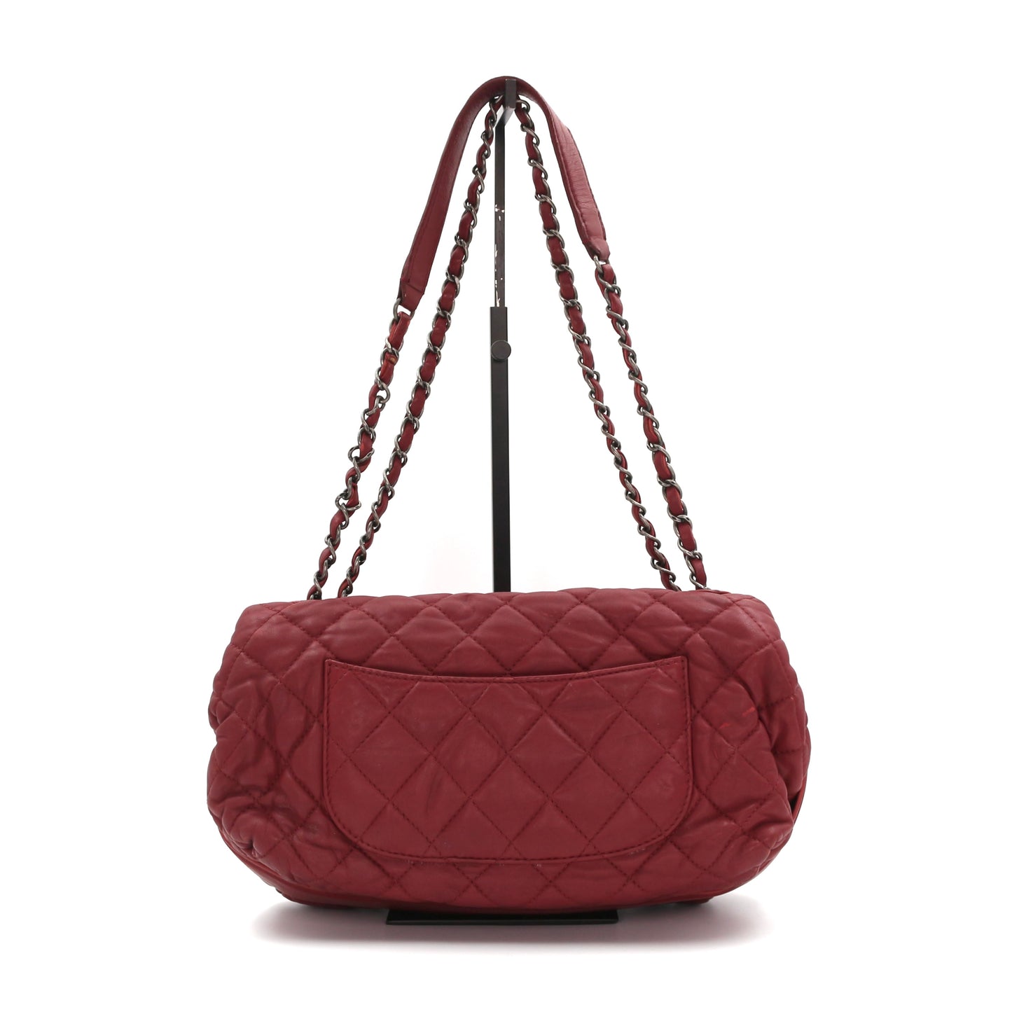 CHANEL Burgundy Lambskin Quilted Chain Flap Bag [Used]