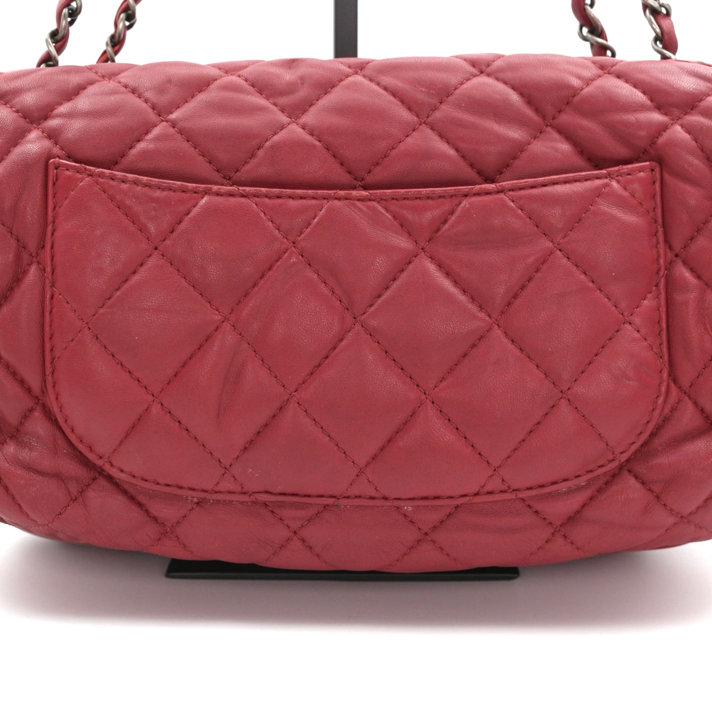 CHANEL Burgundy Lambskin Quilted Chain Flap Bag [Used]