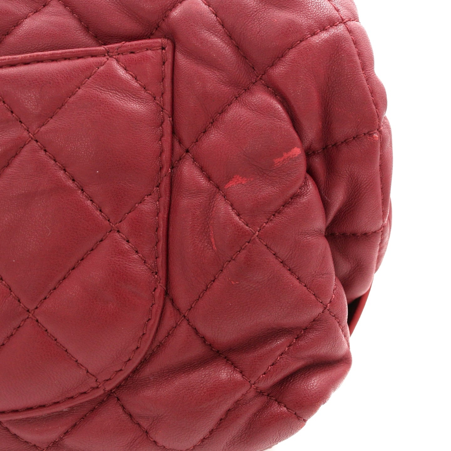 CHANEL Burgundy Lambskin Quilted Chain Flap Bag [Used]