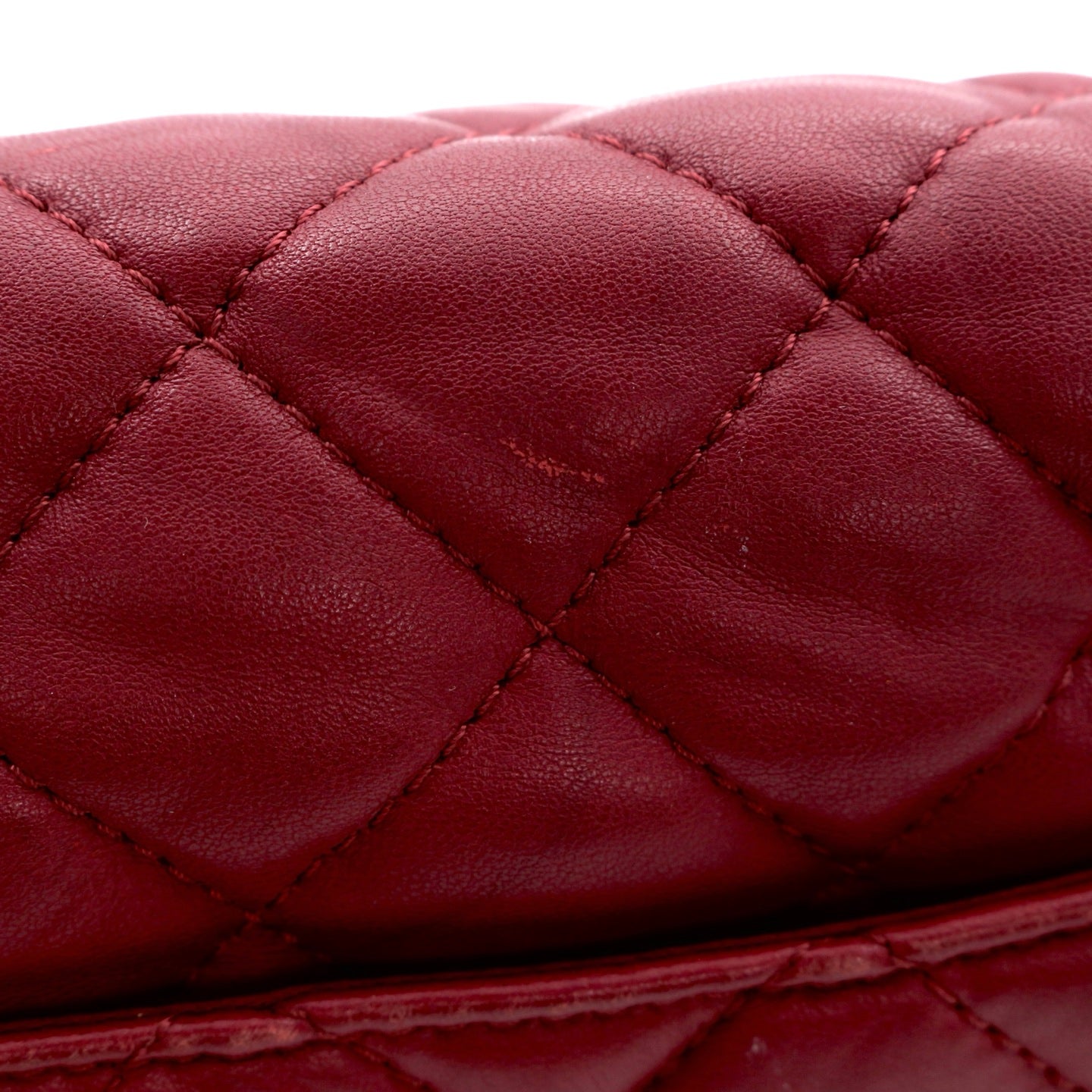 CHANEL Burgundy Lambskin Quilted Chain Flap Bag [Used]