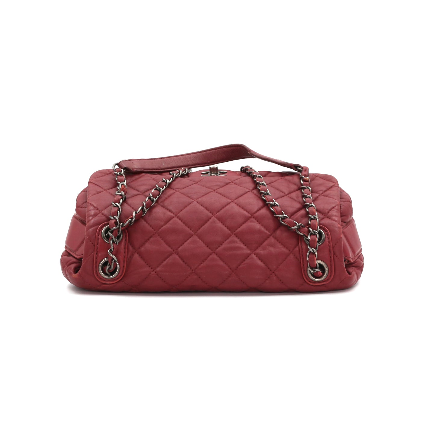 CHANEL Burgundy Lambskin Quilted Chain Flap Bag [Used]