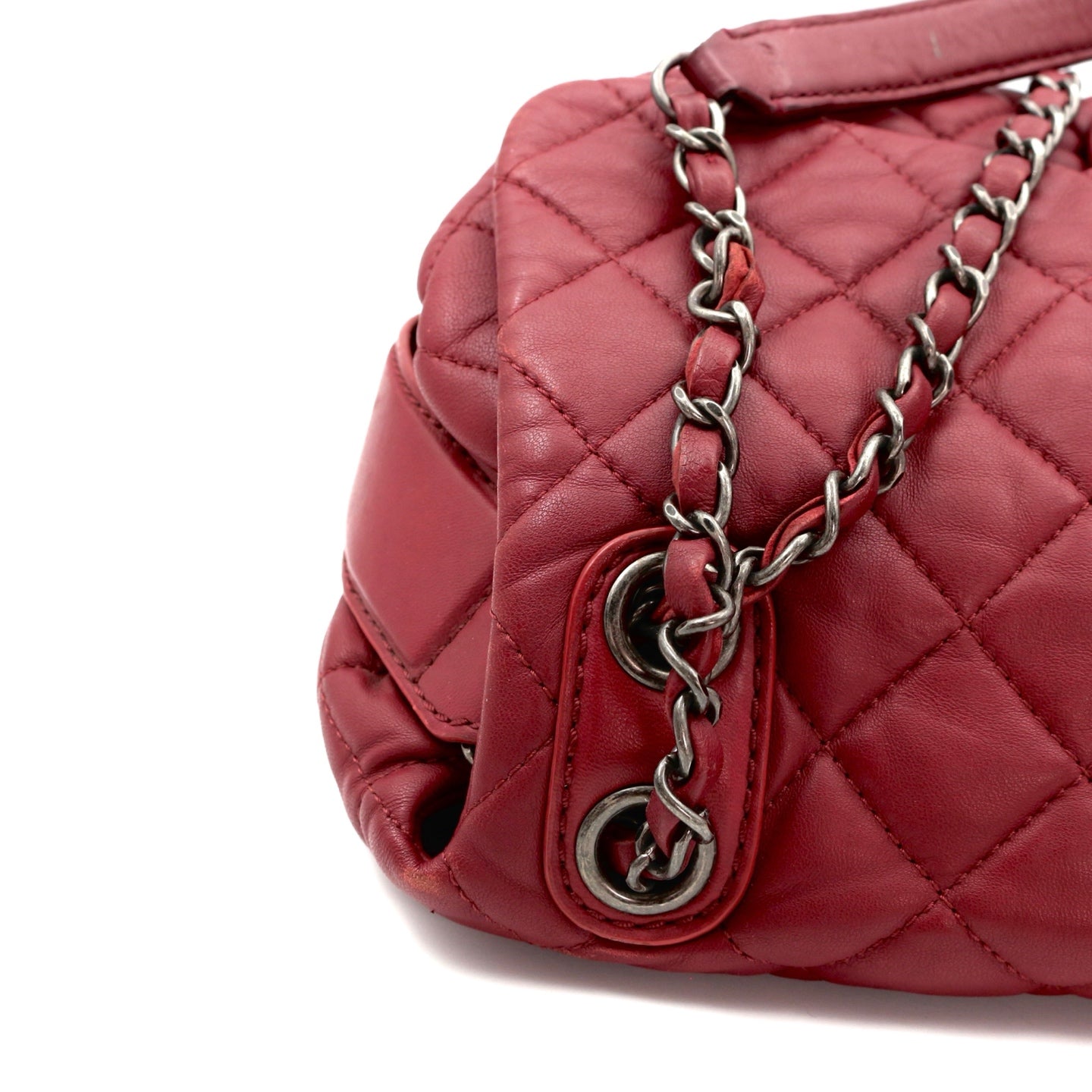 CHANEL Burgundy Lambskin Quilted Chain Flap Bag [Used]