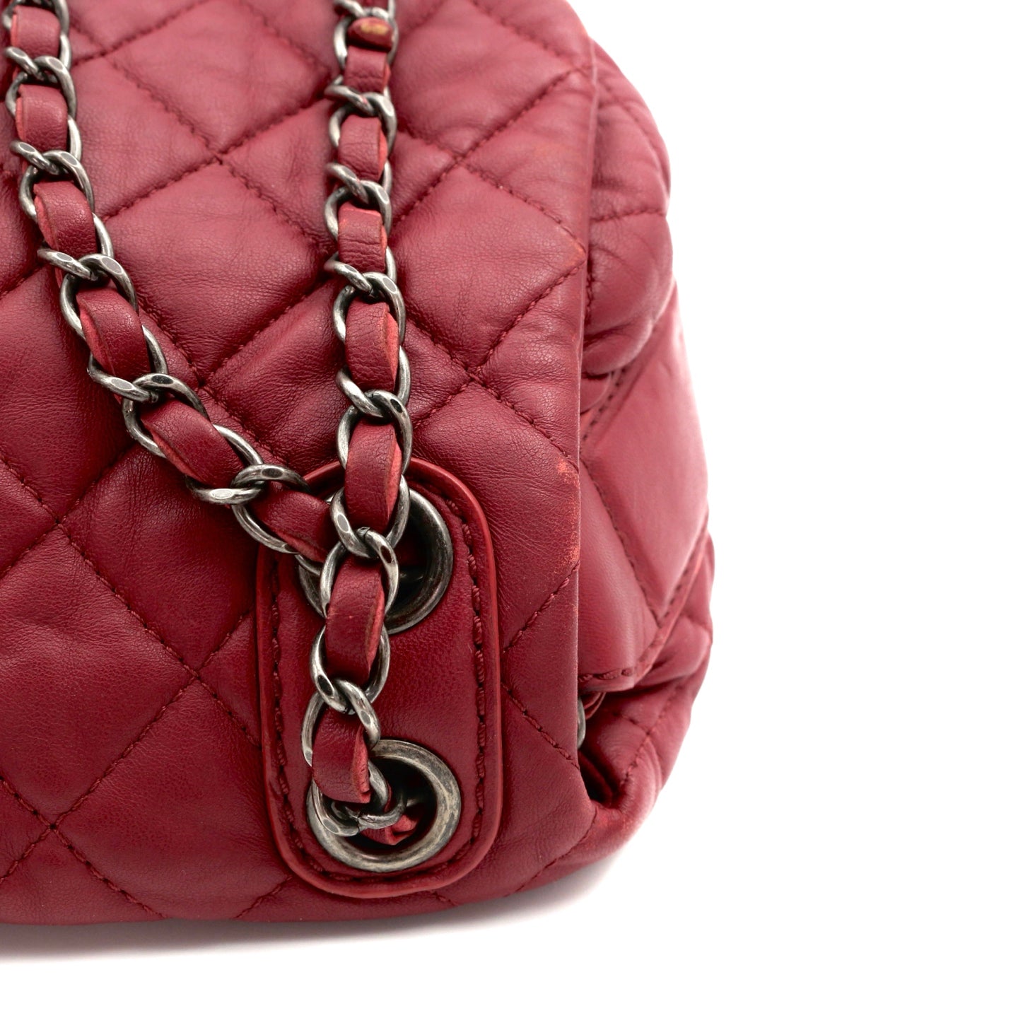 CHANEL Burgundy Lambskin Quilted Chain Flap Bag [Used]