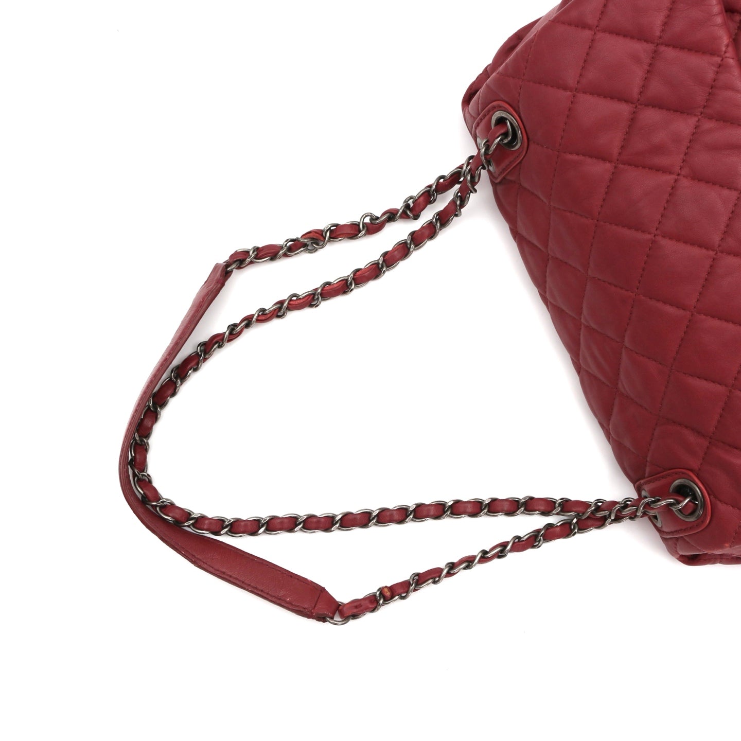 CHANEL Burgundy Lambskin Quilted Chain Flap Bag [Used]