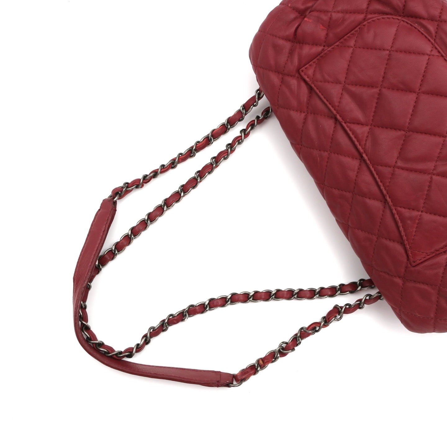 CHANEL Burgundy Lambskin Quilted Chain Flap Bag [Used]