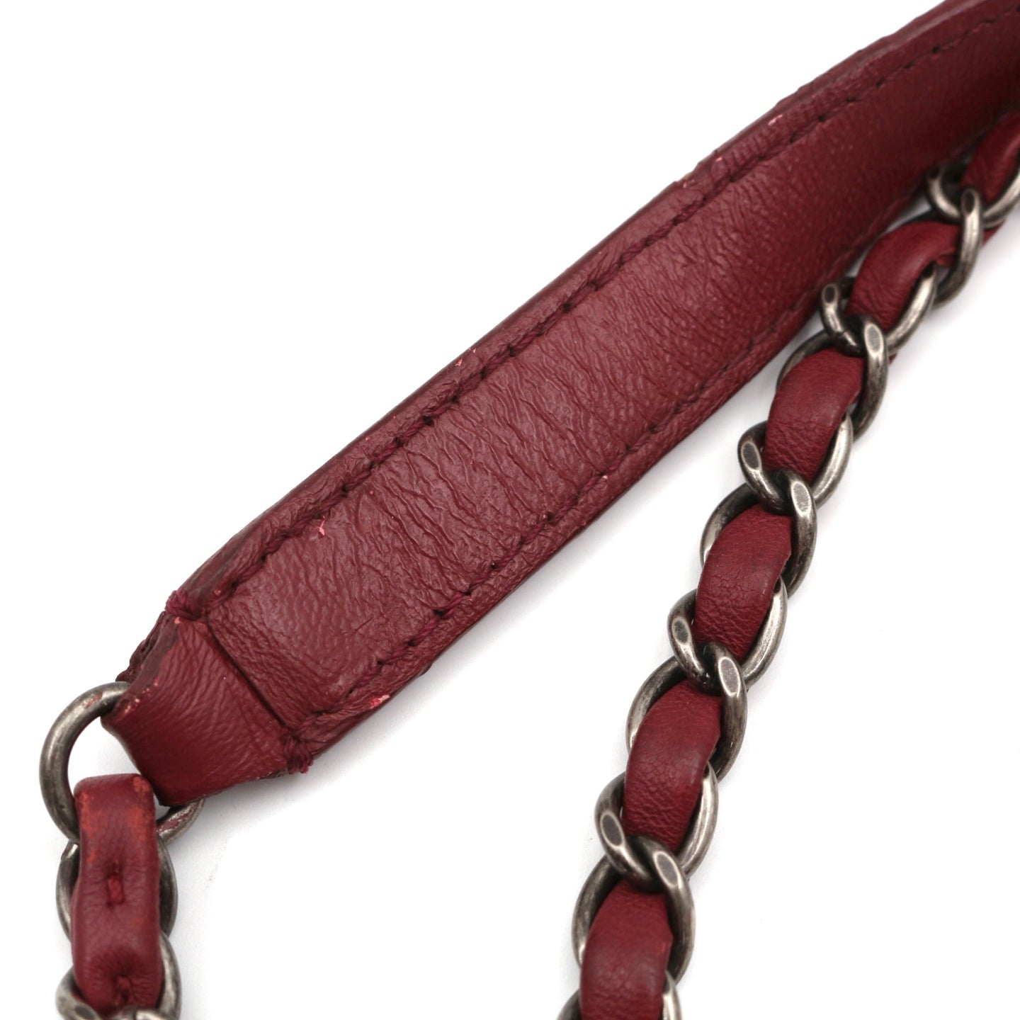 CHANEL Burgundy Lambskin Quilted Chain Flap Bag [Used]