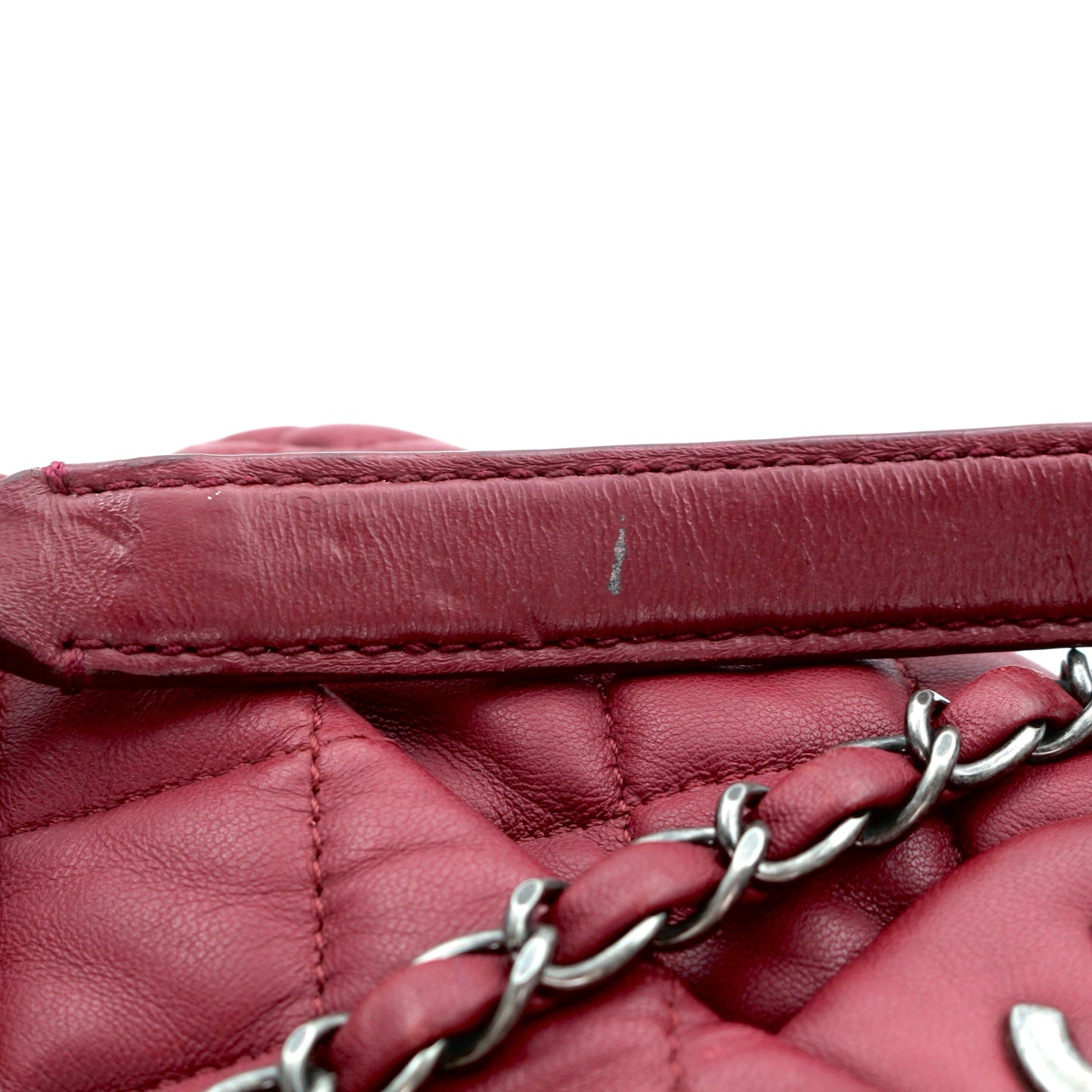 CHANEL Burgundy Lambskin Quilted Chain Flap Bag [Used]