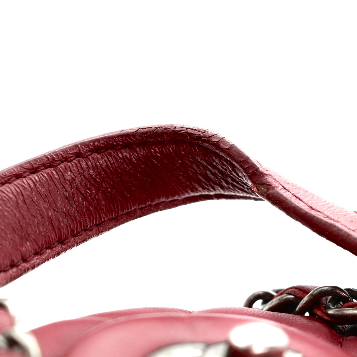 CHANEL Burgundy Lambskin Quilted Chain Flap Bag [Used]