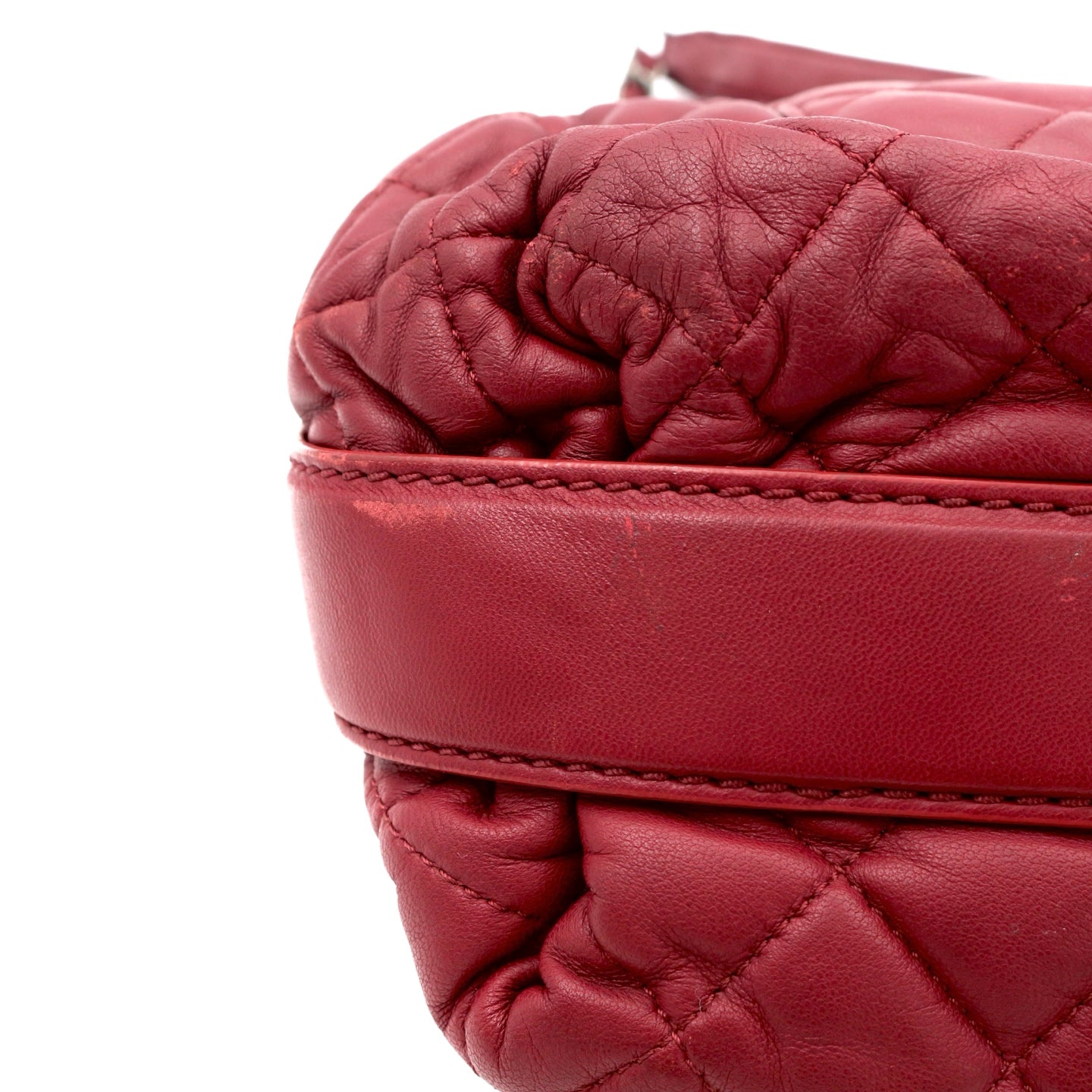 CHANEL Burgundy Lambskin Quilted Chain Flap Bag [Used]