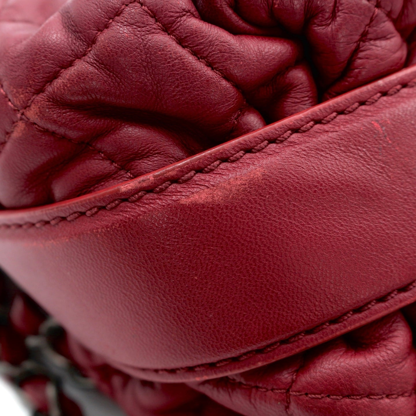 CHANEL Burgundy Lambskin Quilted Chain Flap Bag [Used]