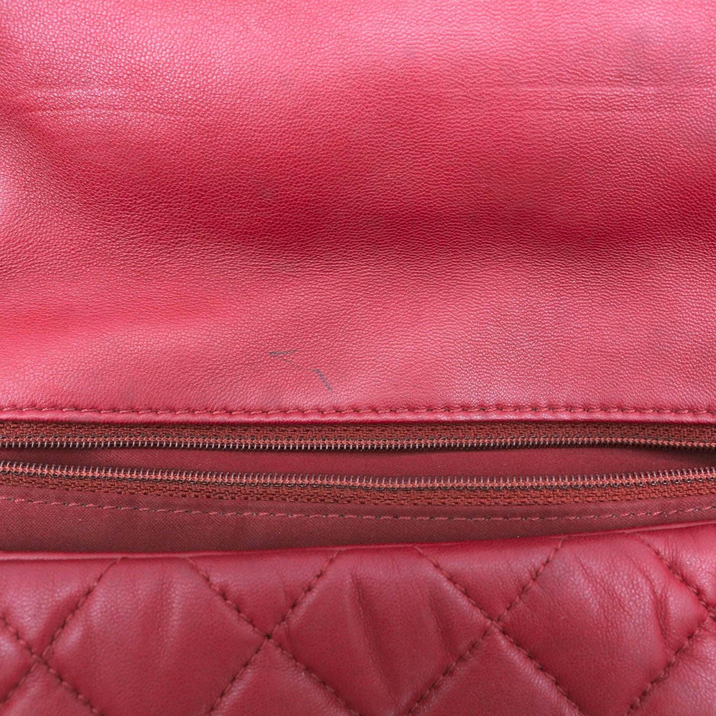 CHANEL Burgundy Lambskin Quilted Chain Flap Bag [Used]