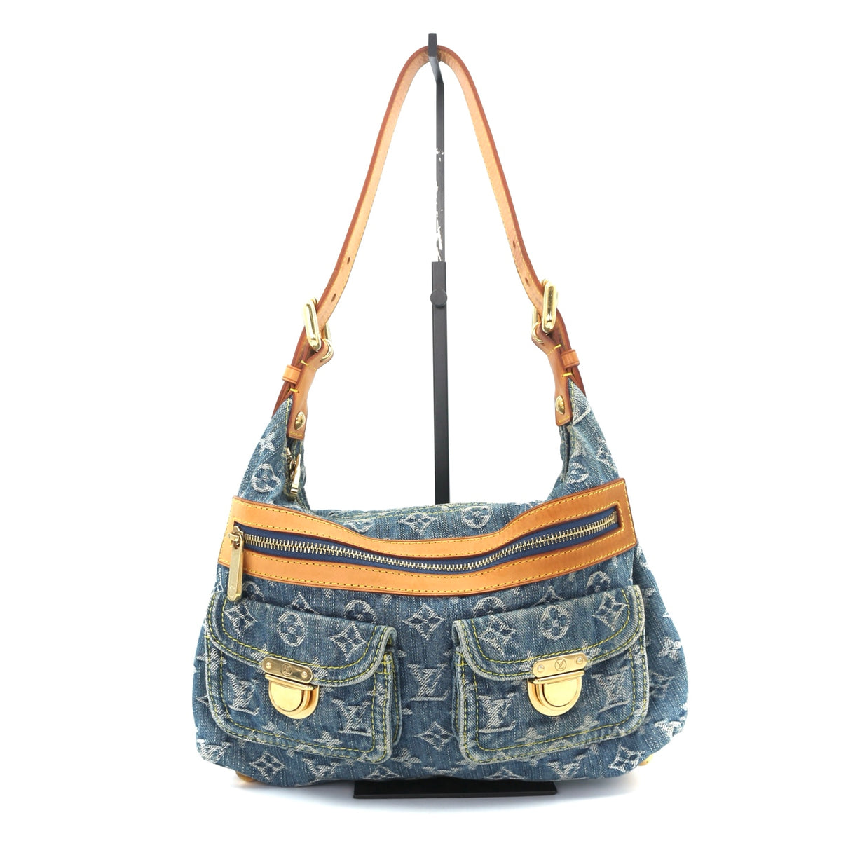 Louis Vuitton Blue Denim Manhattan Shoulder Bag [Used]