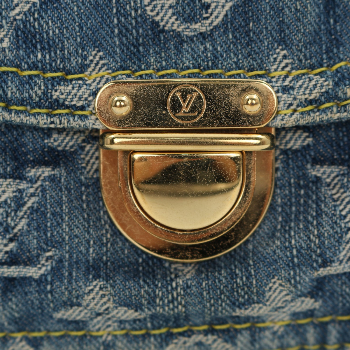 Louis Vuitton Blue Denim Manhattan Shoulder Bag [Used]